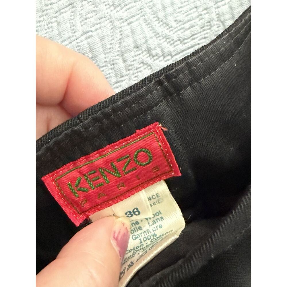 Kenzo Paris Black Wool Pleated Tapered Wool Trousers Dress Pants‎ VTG 90s Sz 36 - Picture 6 of 13